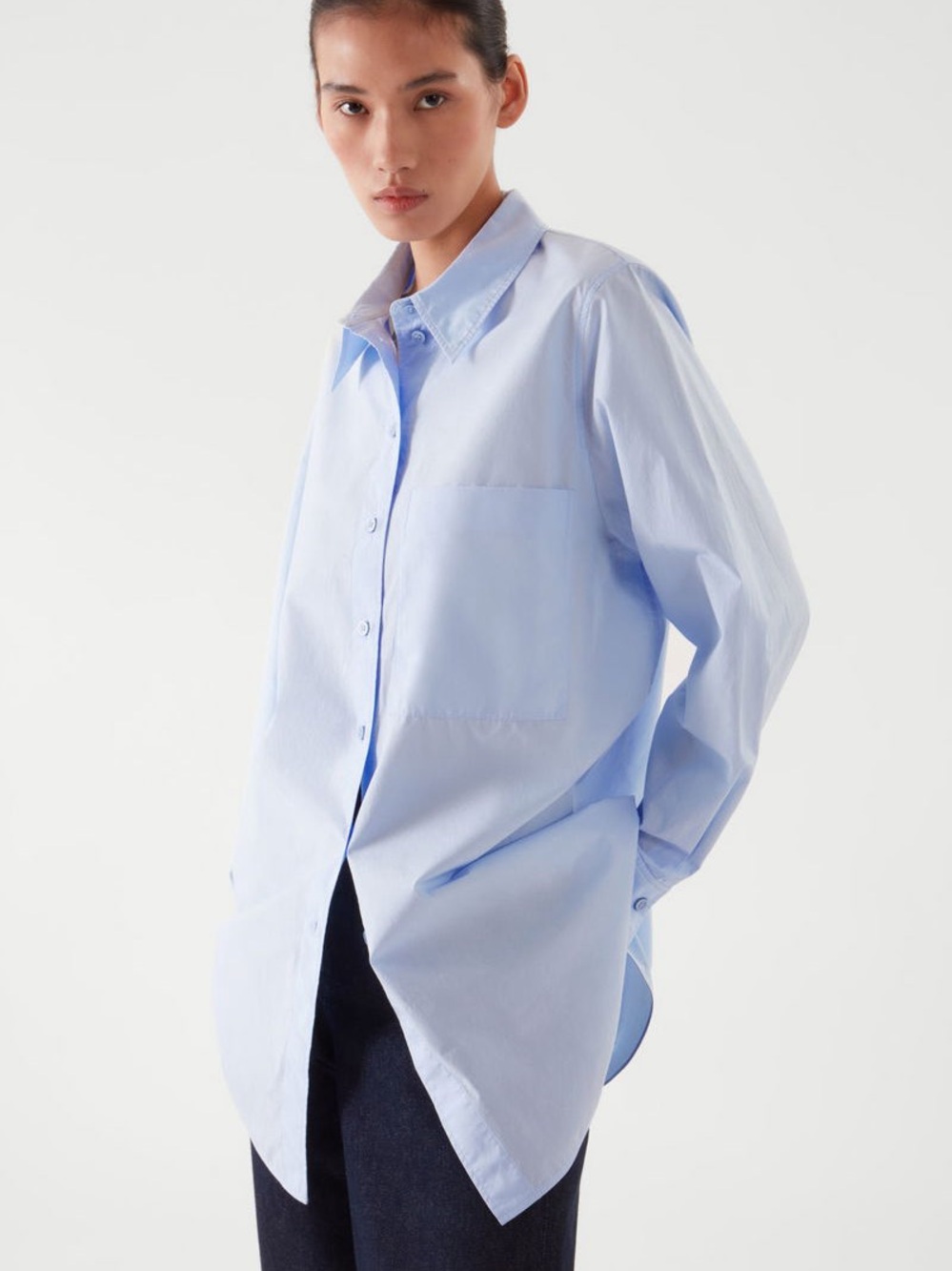 NWT COS Oversized Tailored Shirt Blue 12 Baggy Preppy Career Street Workwear